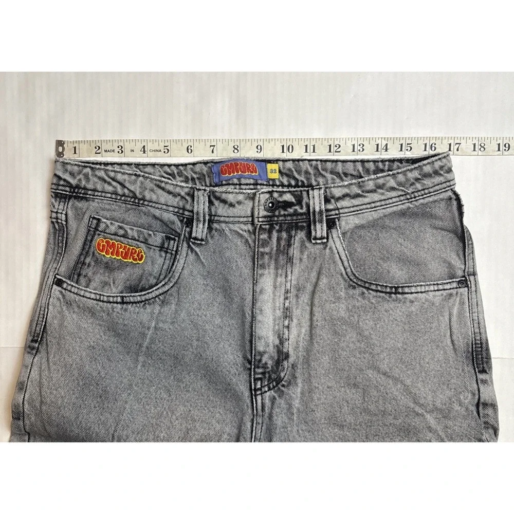 Empyre Skate Jeans Relax Fit Scrambled‎ Grey Wide Leg Baggy Denim Mens Size 32